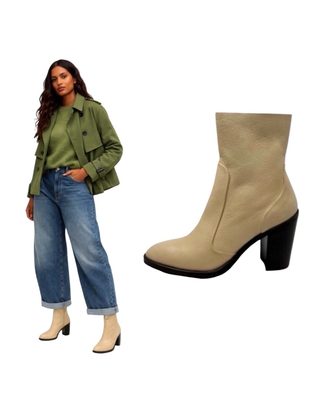 Anthropologie Farylrobin Ruth Ankle Boot EU 36 Fawn Leather Capsule Wardrobe